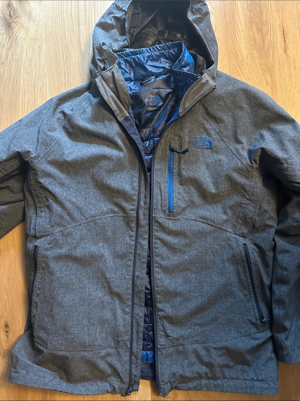 The North Face Men’s Hooded SoftShell Jacket - Charcoal with Blue Accents